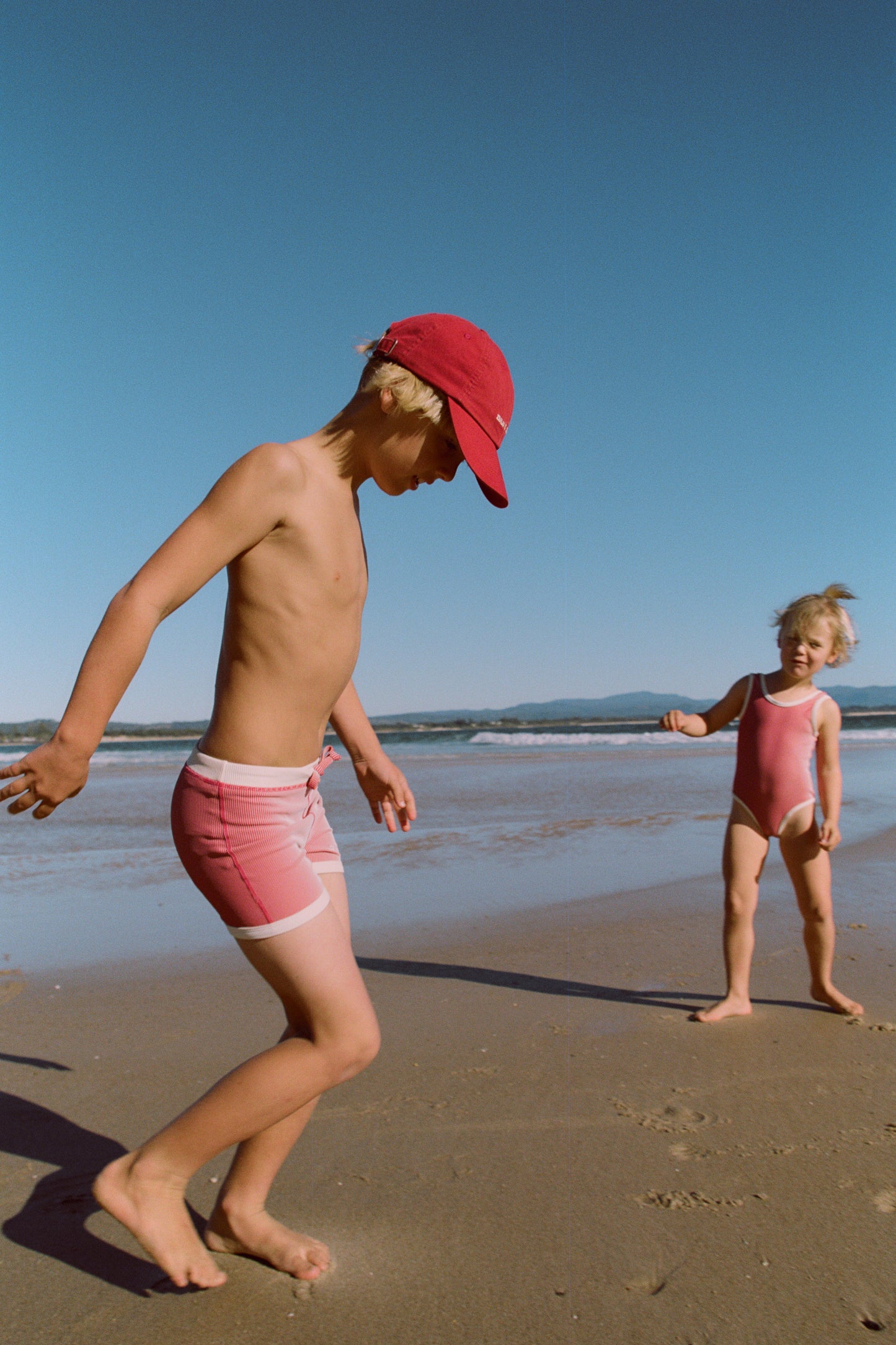 Mini Stripe Surf Short - Clay Red