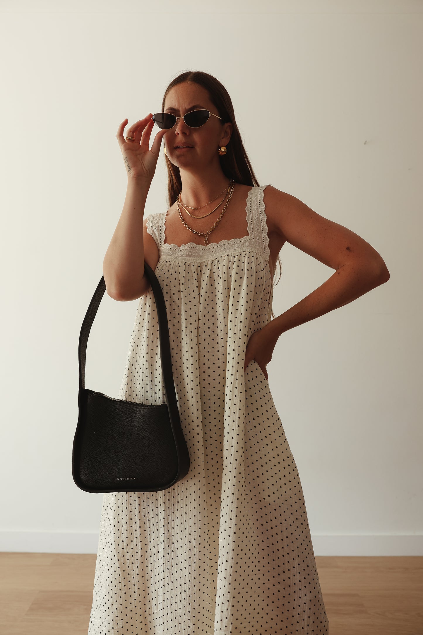 The Juno Midi - Off White Polka Dot