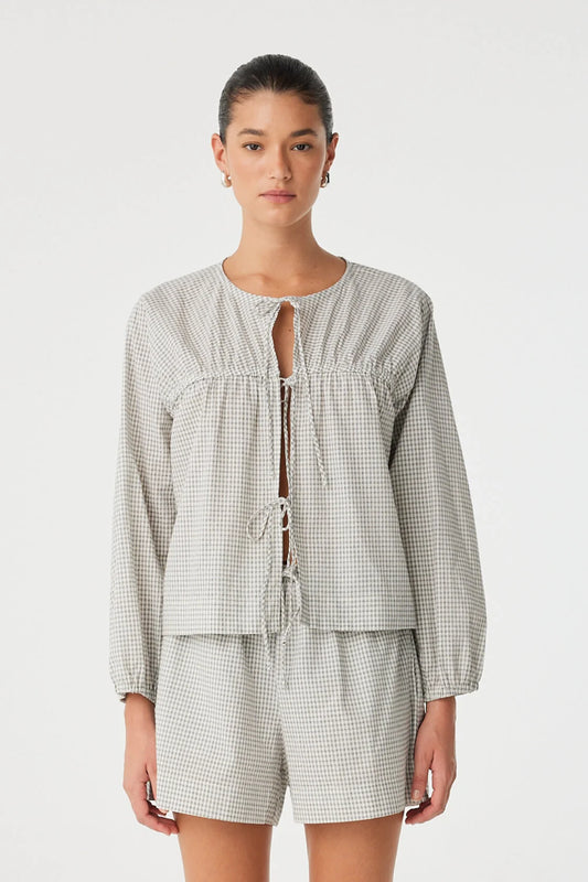 Chloe Tie FT Blouse - Black Check