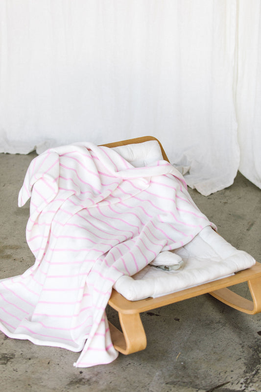 Stripe Knit Blanket - Pink