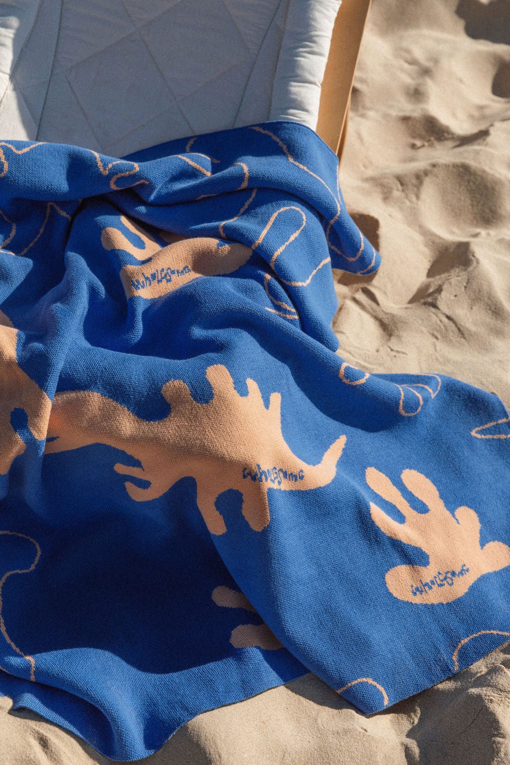 Dino Knit Blanket - Cobalt