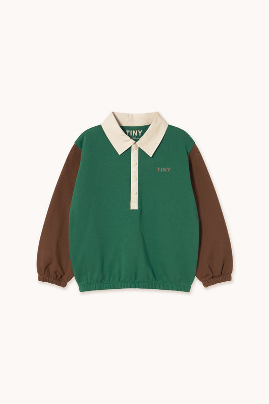 Colour Block Polo Sleeve Tee - Dark Green