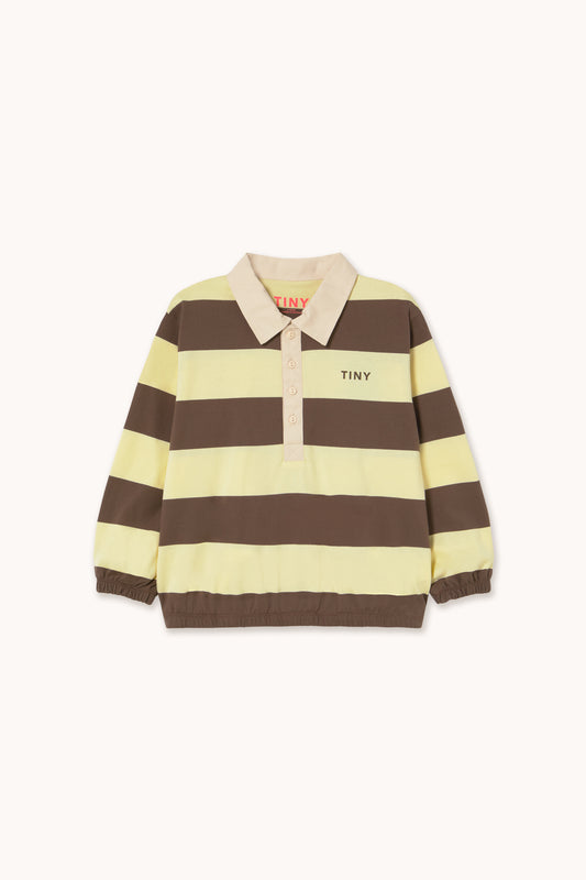 Stripes Polo Sleeve Tee - Dusty Yellow