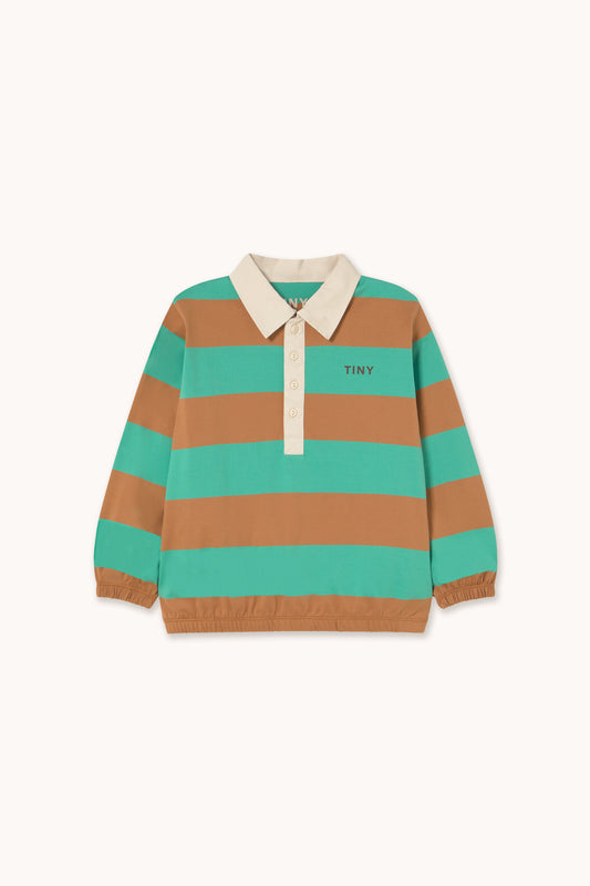 Stripes Polo Sleeve Tee - Emerald