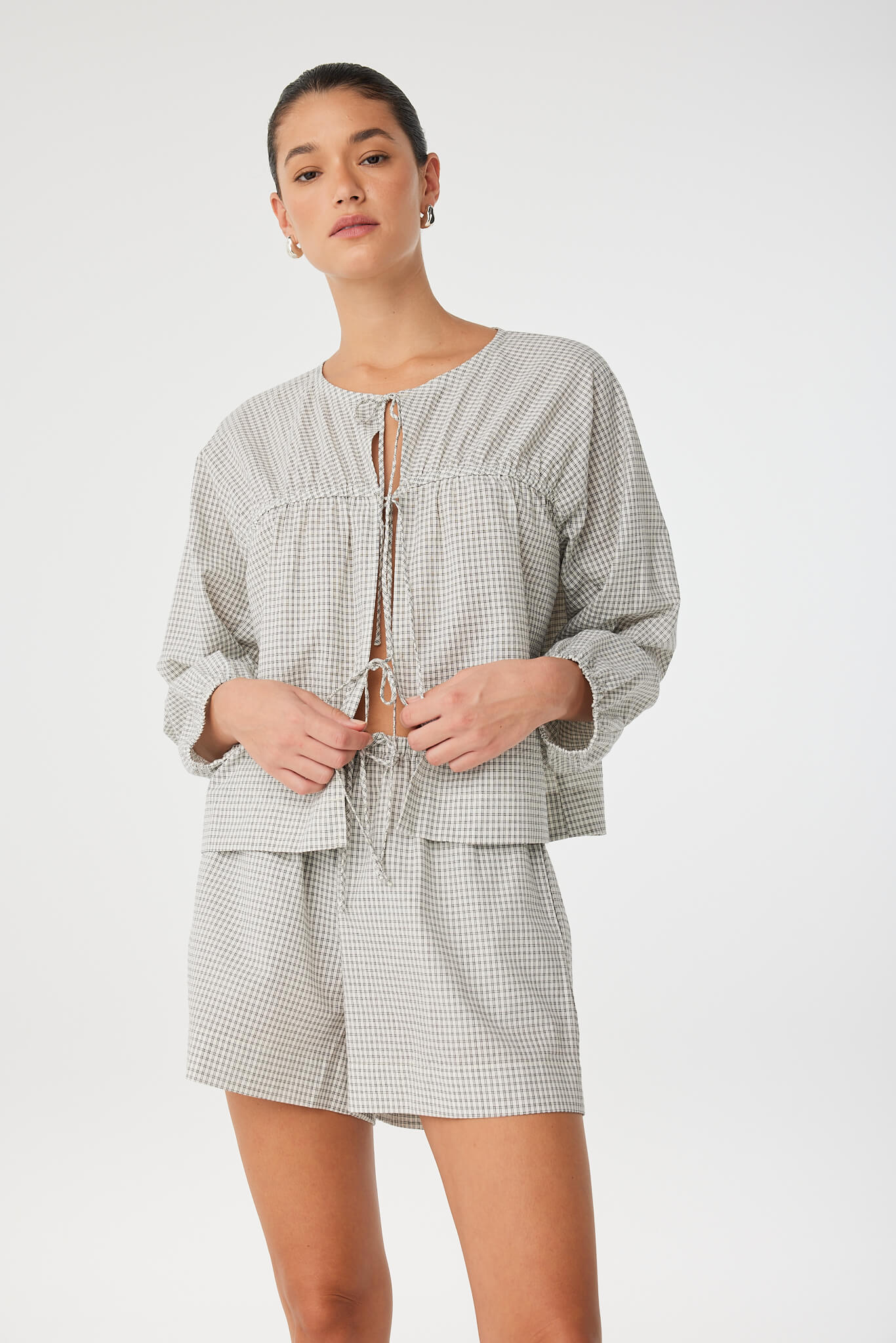 Chloe Tie FT Blouse - Black Check