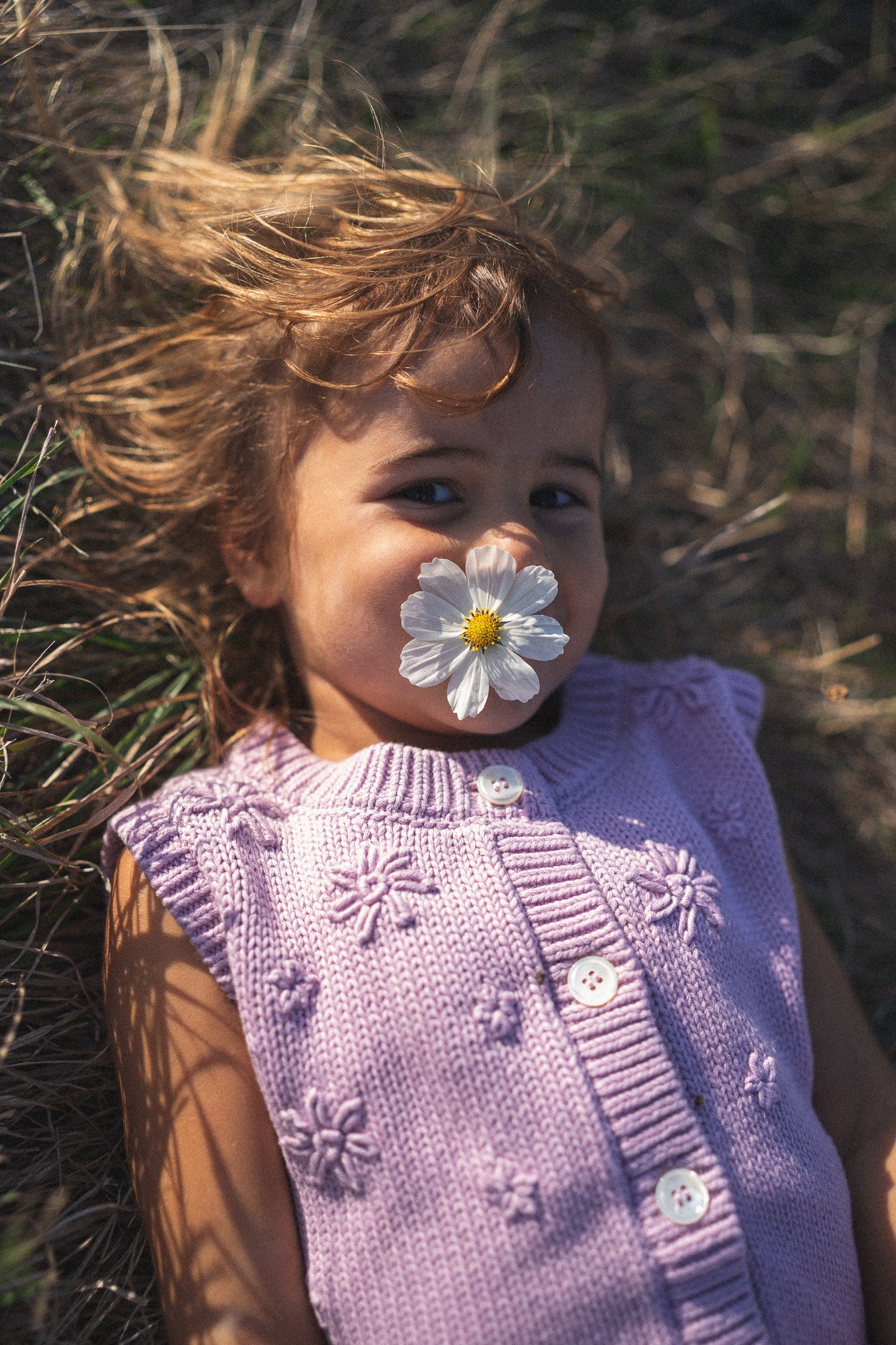 Floral Knit Vest - Mauve