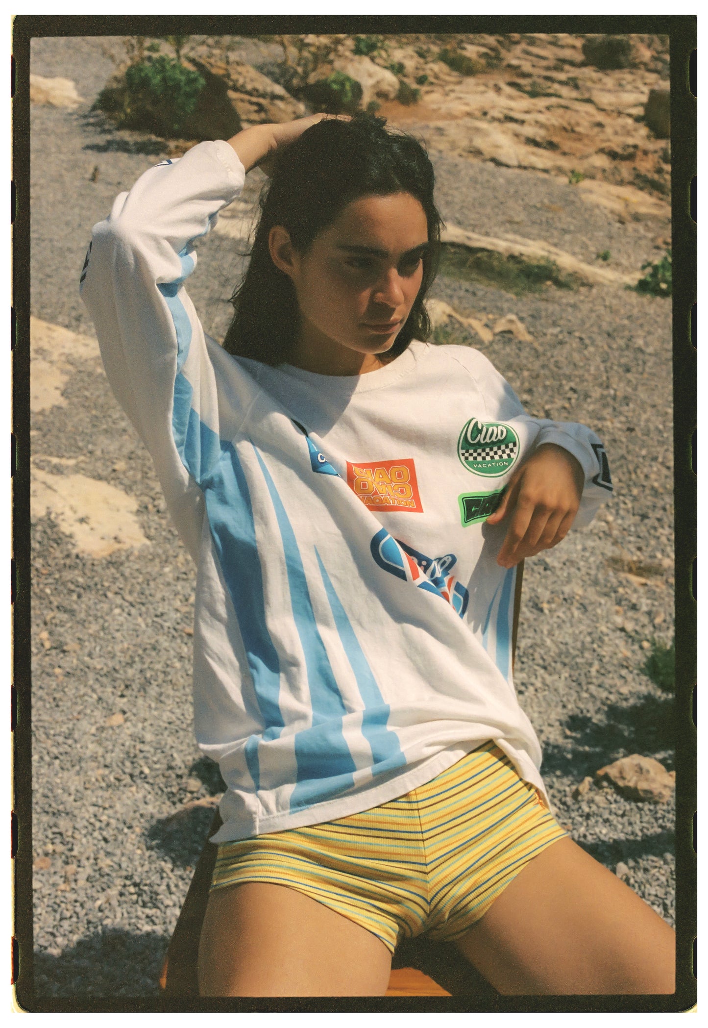 Lemon Striper Hot Pant