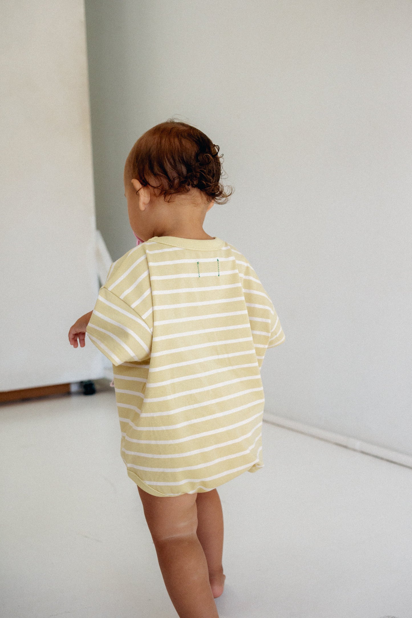 Riley T-Shirt Romper - Butter Stripe