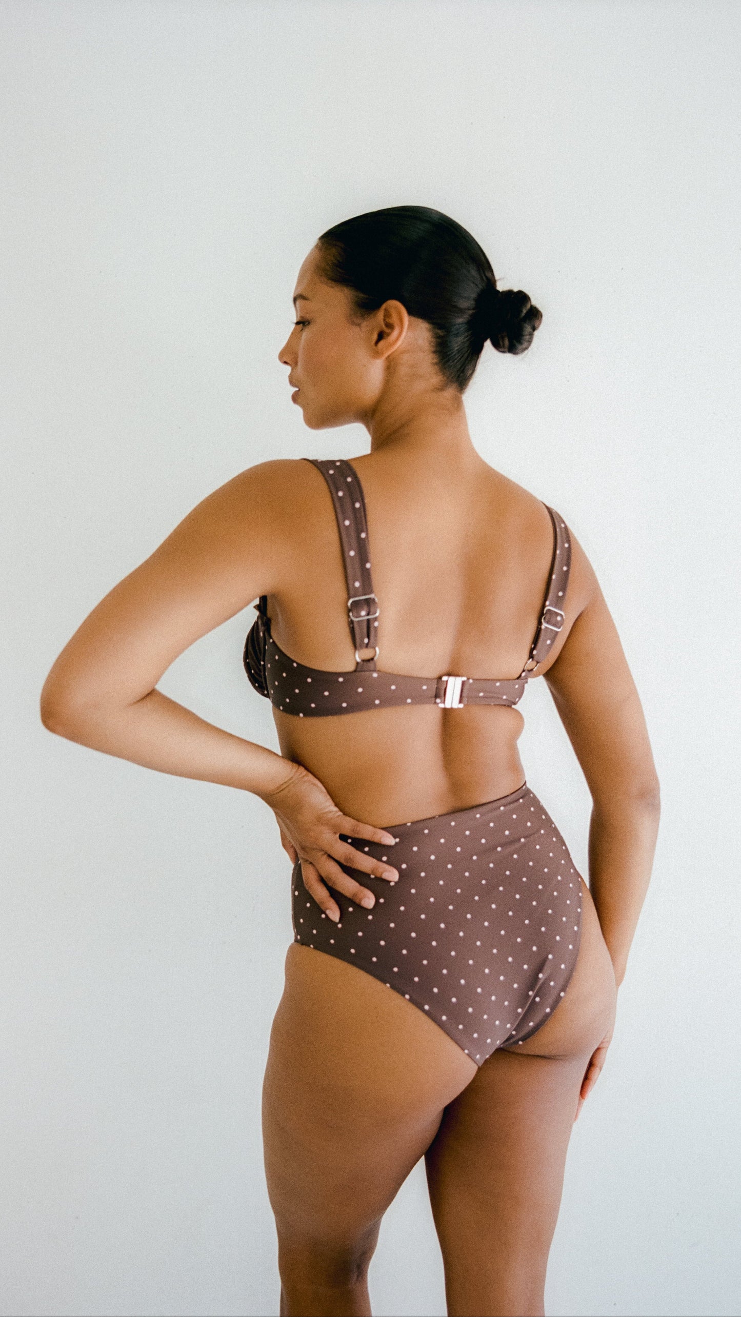 Evie Underwire Top - Cocoa Polka