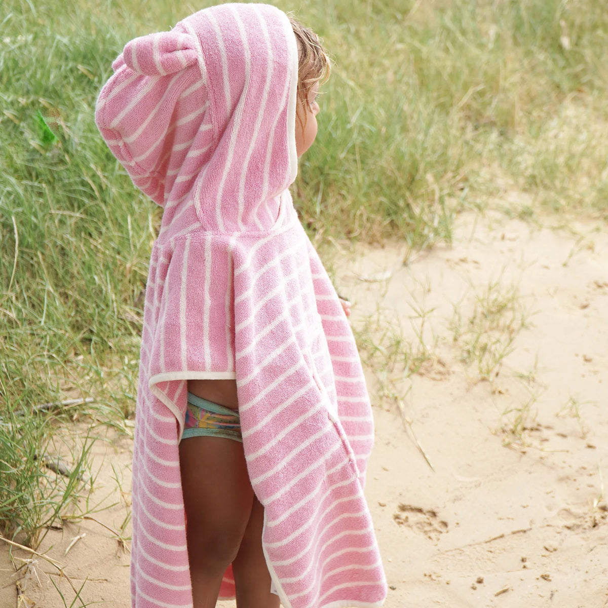 Kids Hooded Towel - Pink Stripe