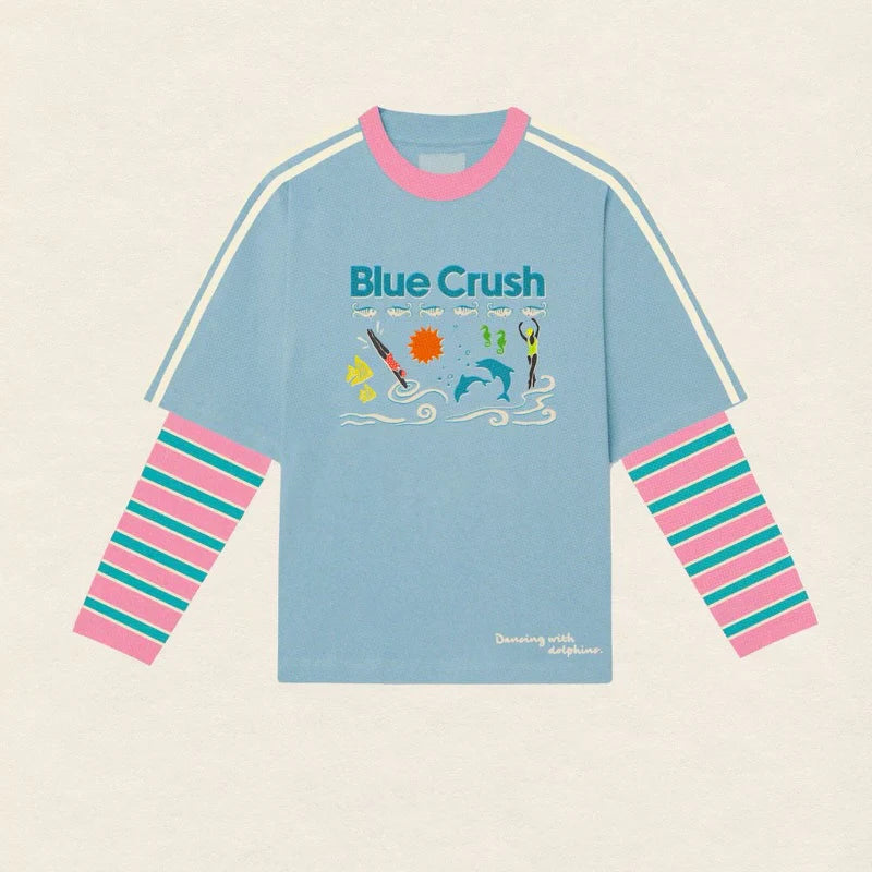 Adults Blue Crush Layered Long Sleeve Blue/Blue