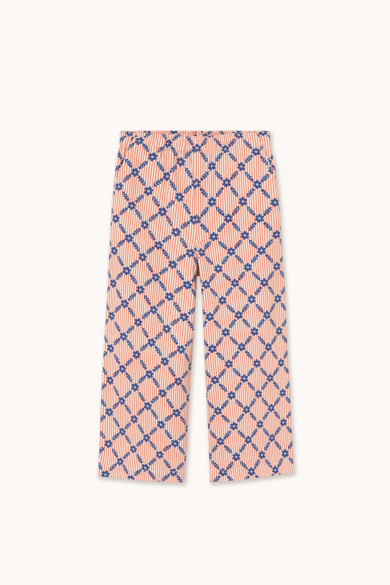 Flower Grid Woven Pant - Light Cream