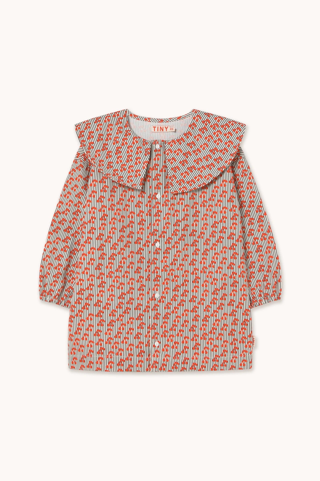 Cherries Woven Dress - Light Cream