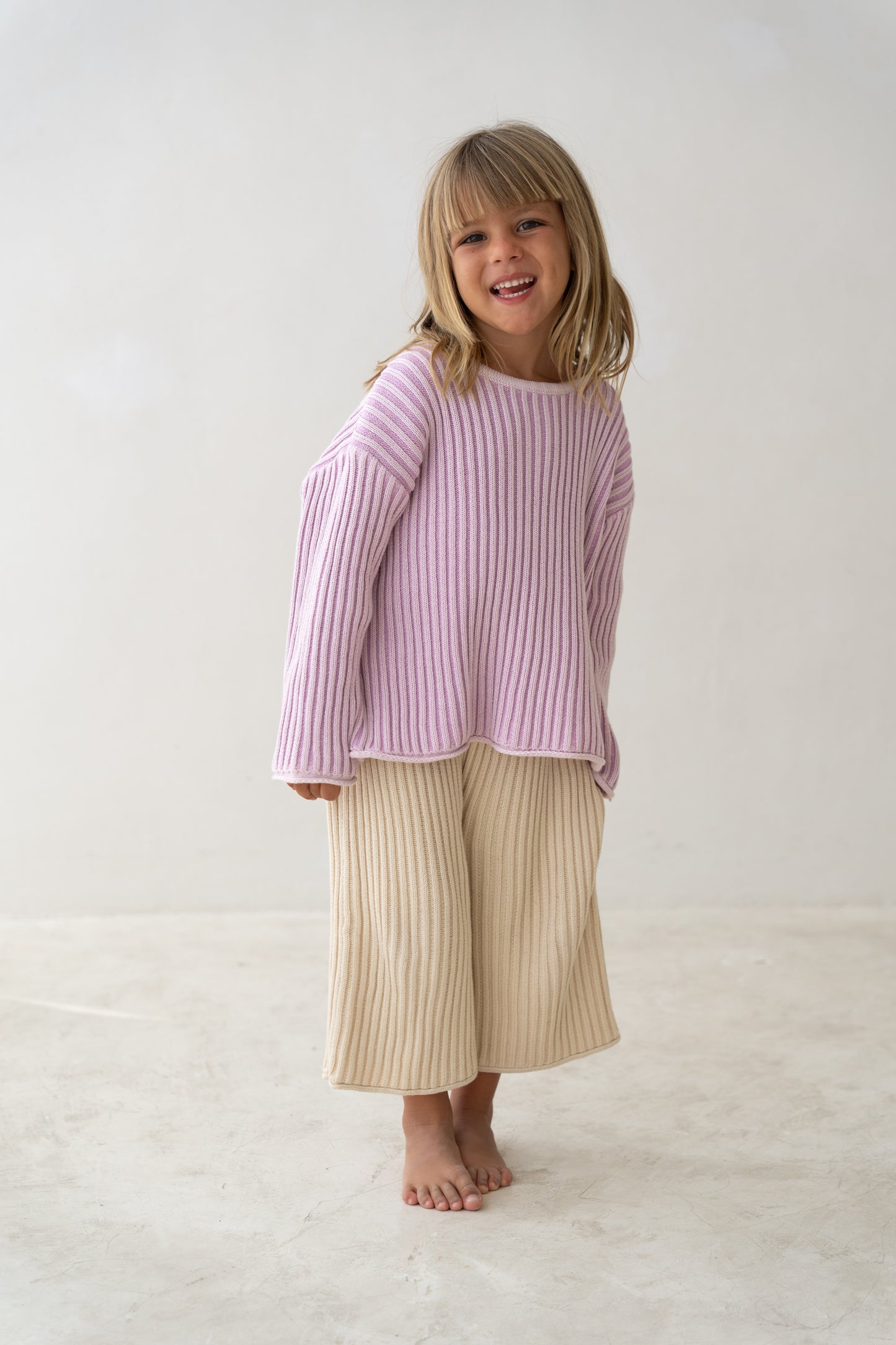 Essential Knit Jumper Mauve Stripe
