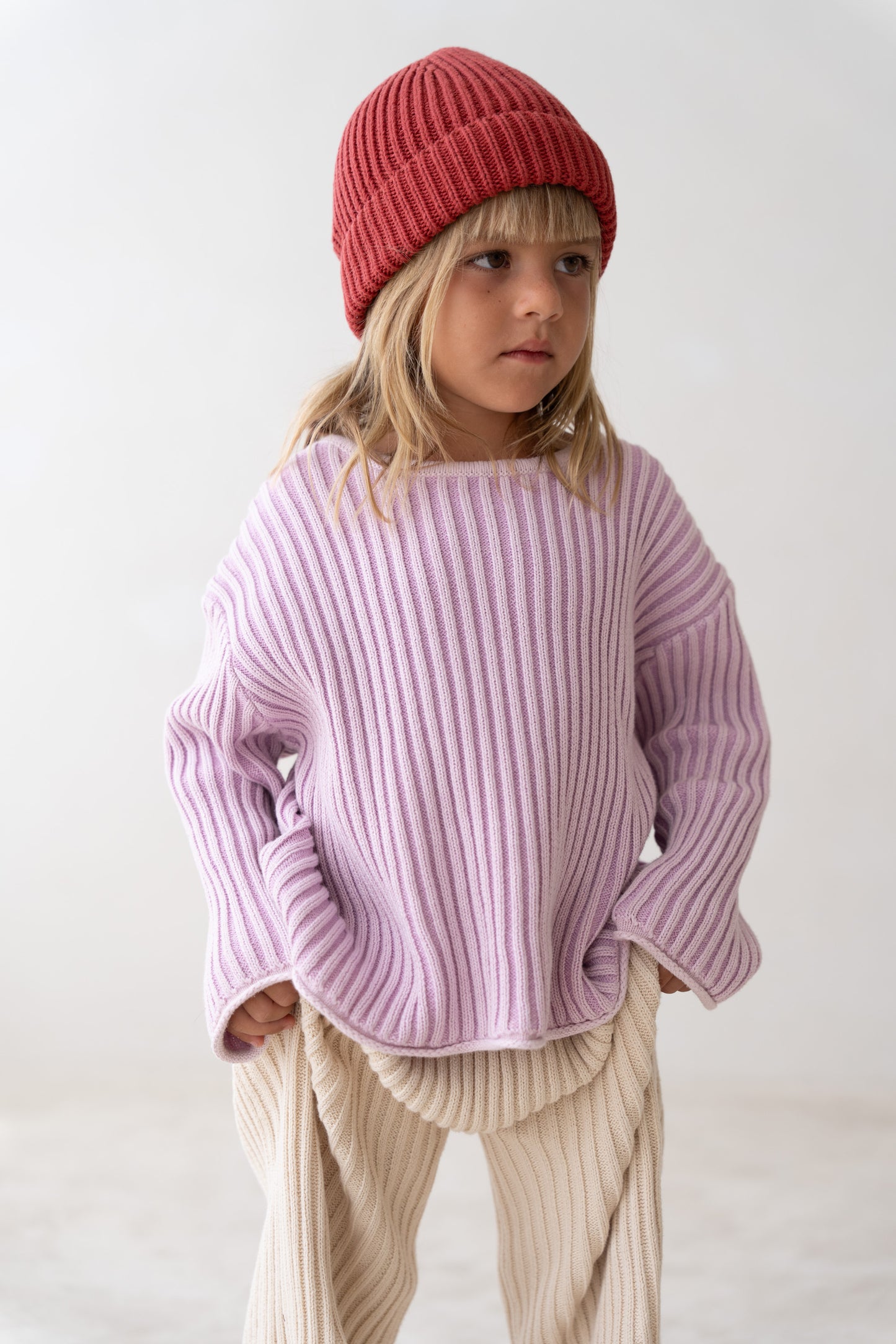 Essential Knit Jumper Mauve Stripe