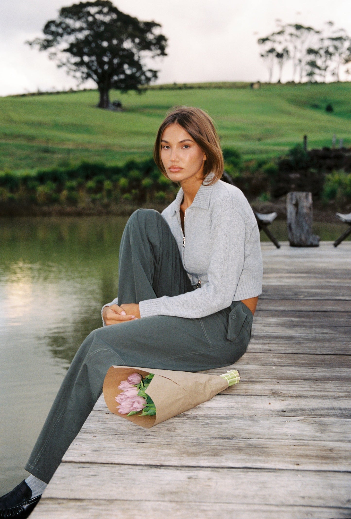 Kaia Zip Cardigan - Stone