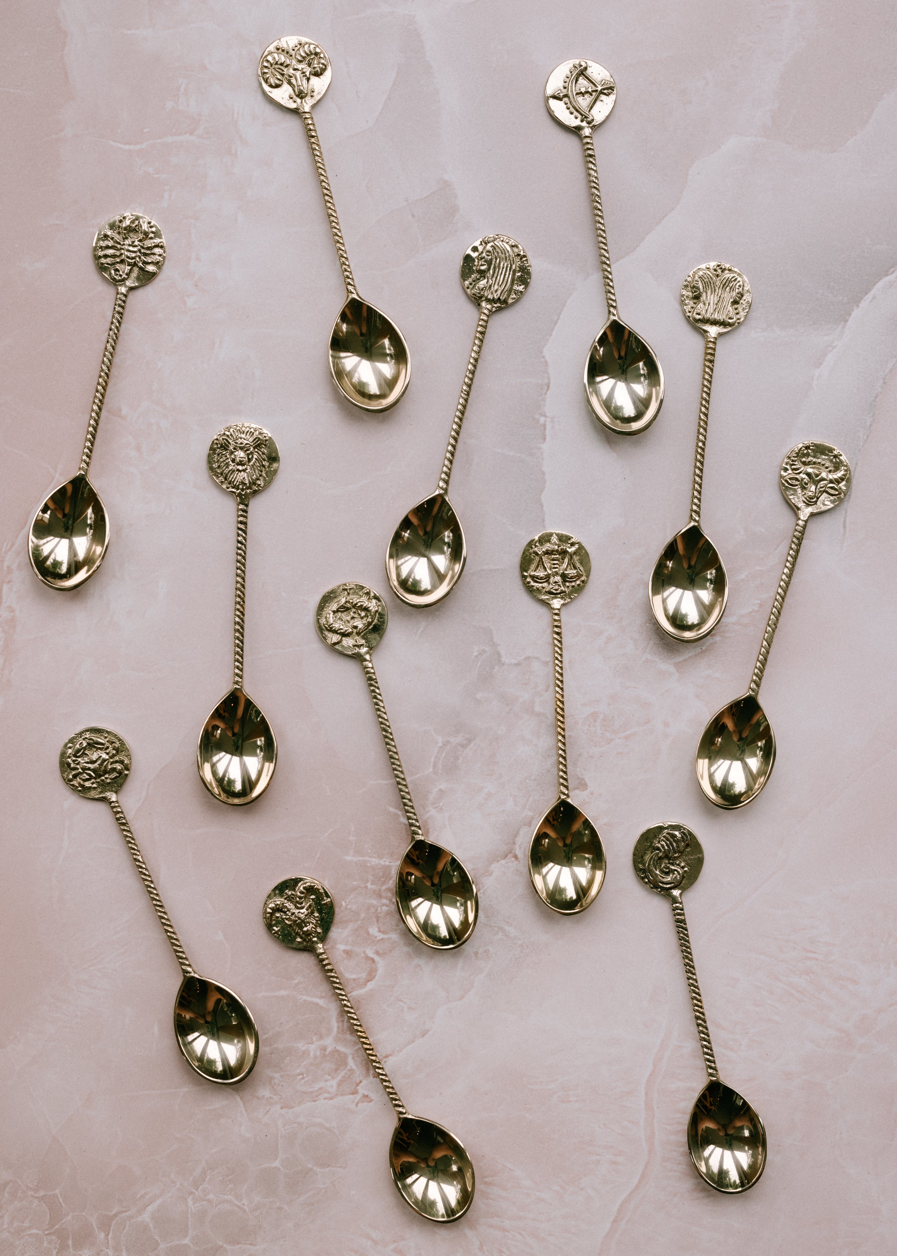 Zodiac Brass Dessert Spoons The Wholesome Store