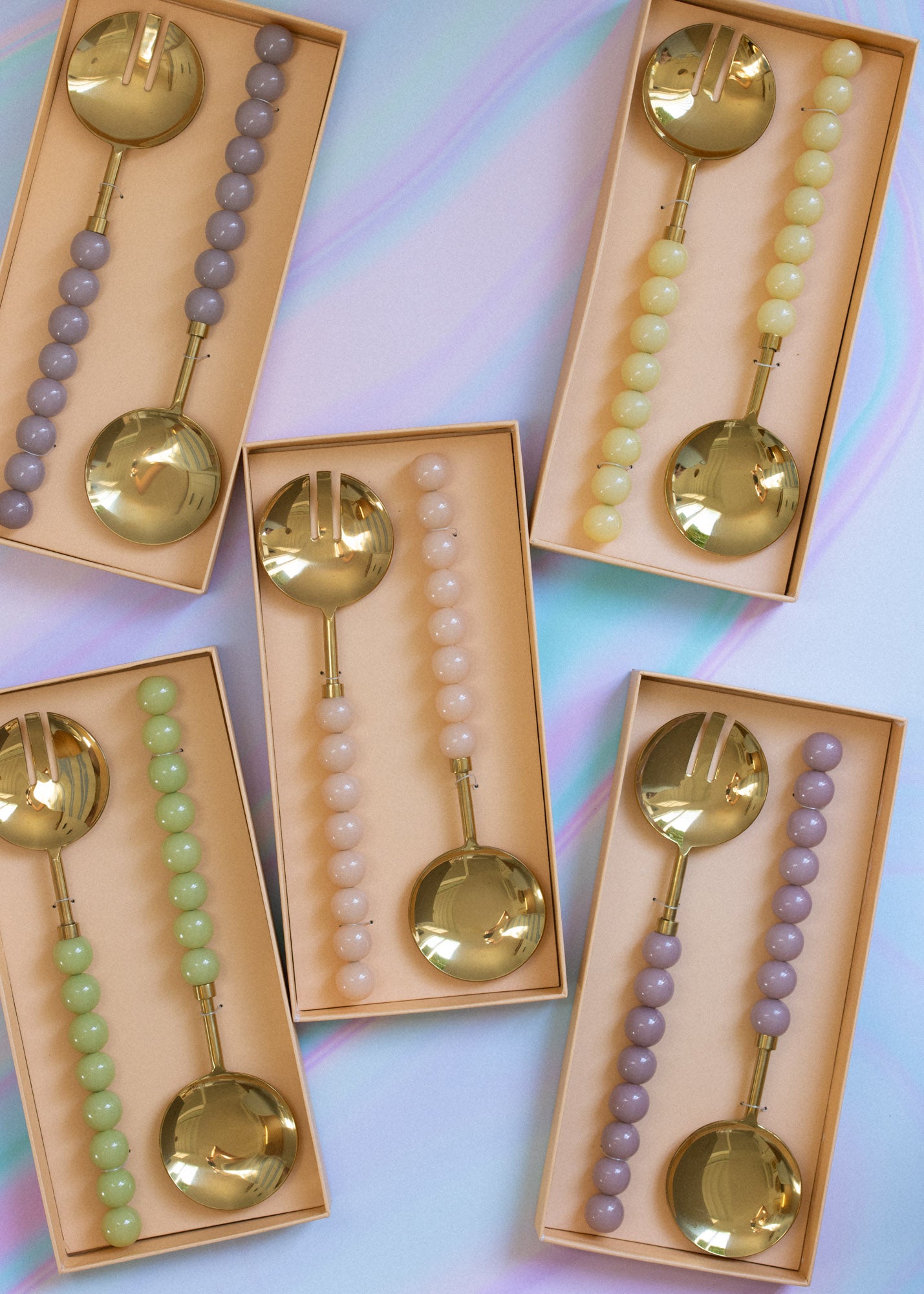 Bubble handle salad servers