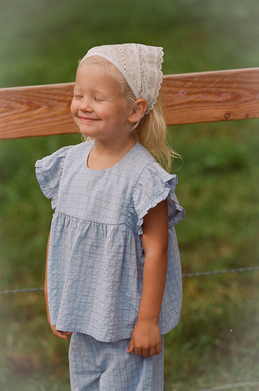 Daisy Blouse - Sky Gingham