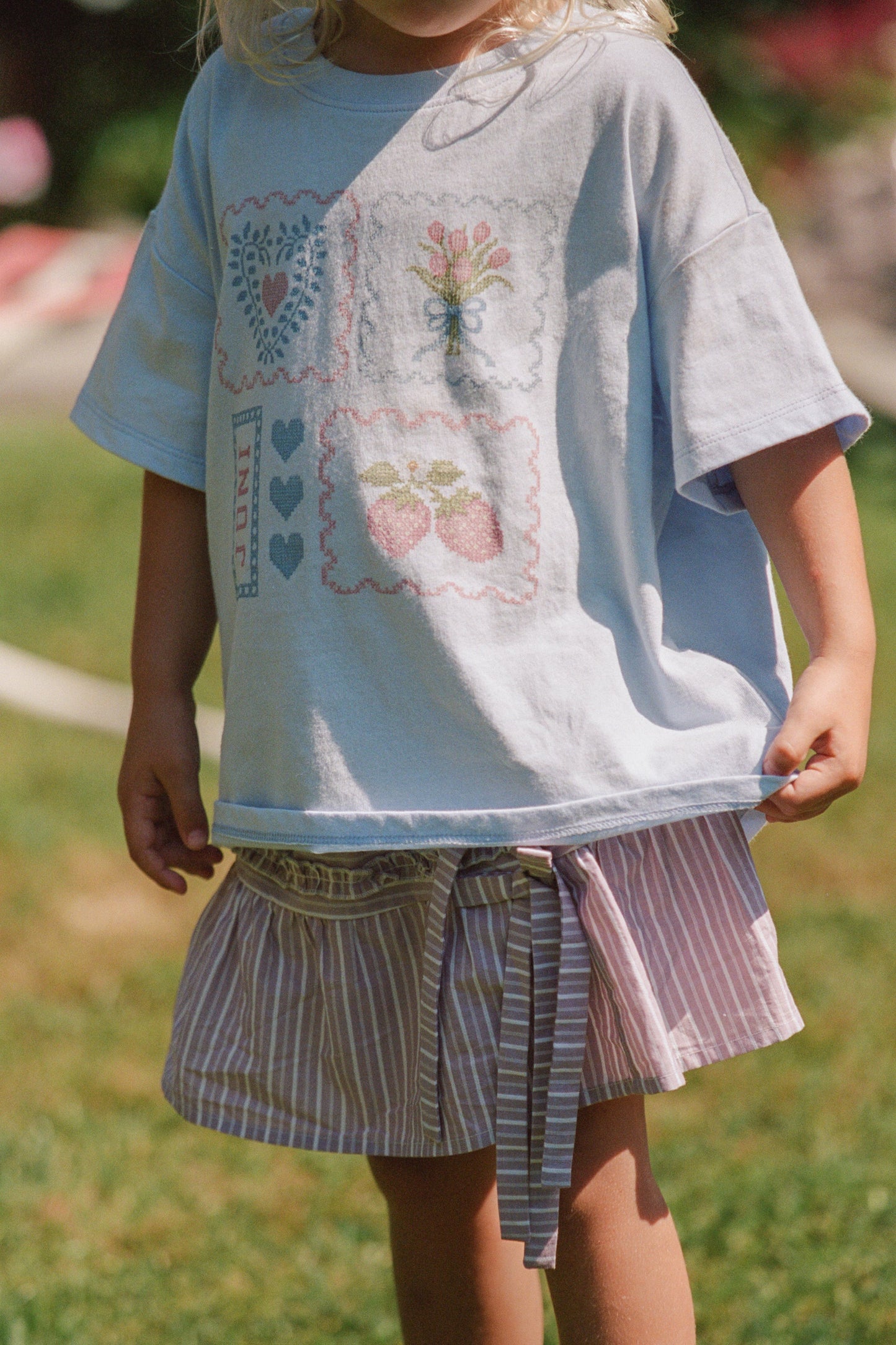 JNR Annika Skirt - Rosa Stripe