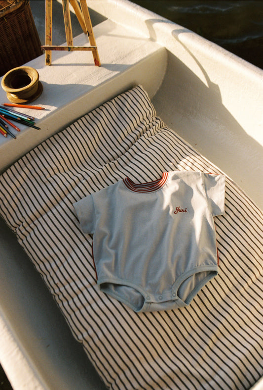 Riley T-Shirt Romper - Stone Blue