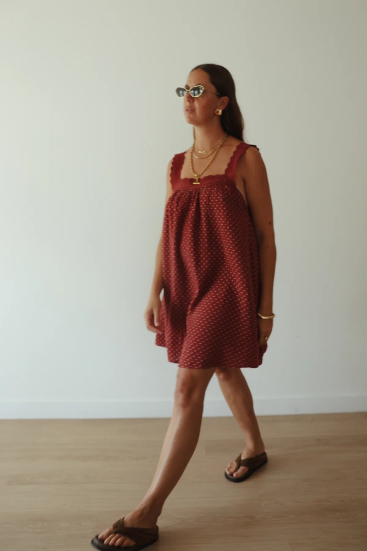 The Juno Mini - Chocolate & Baby Blue Polka Dots