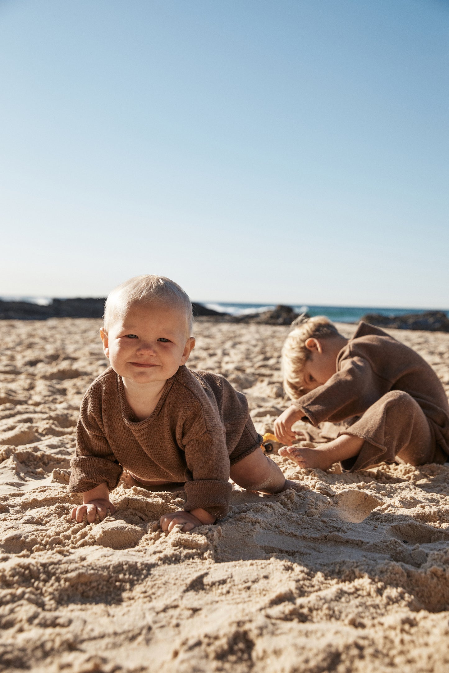 Mini Relaxed Knit Romper - Mocha