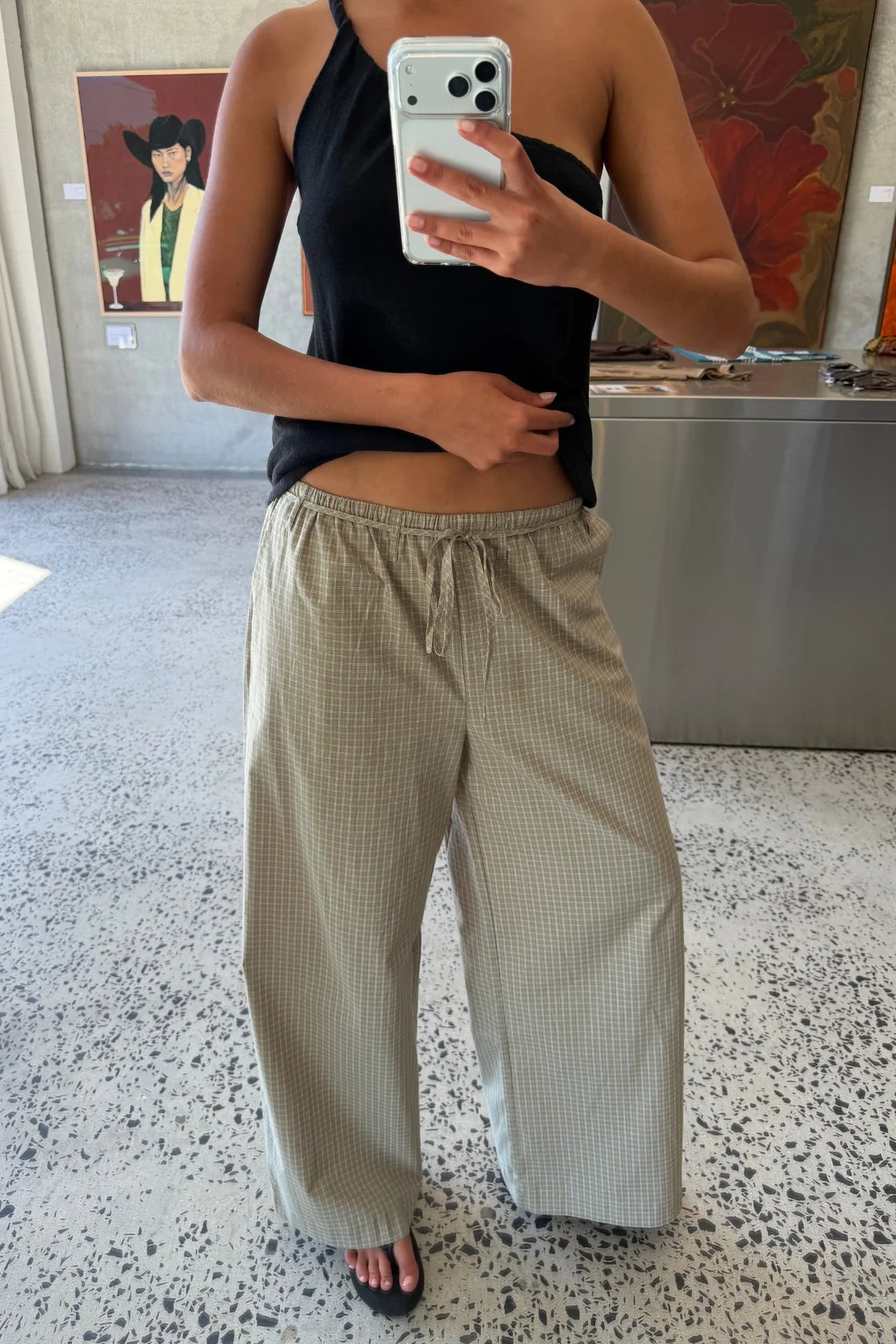 Sia Pant - Muted Blue Check