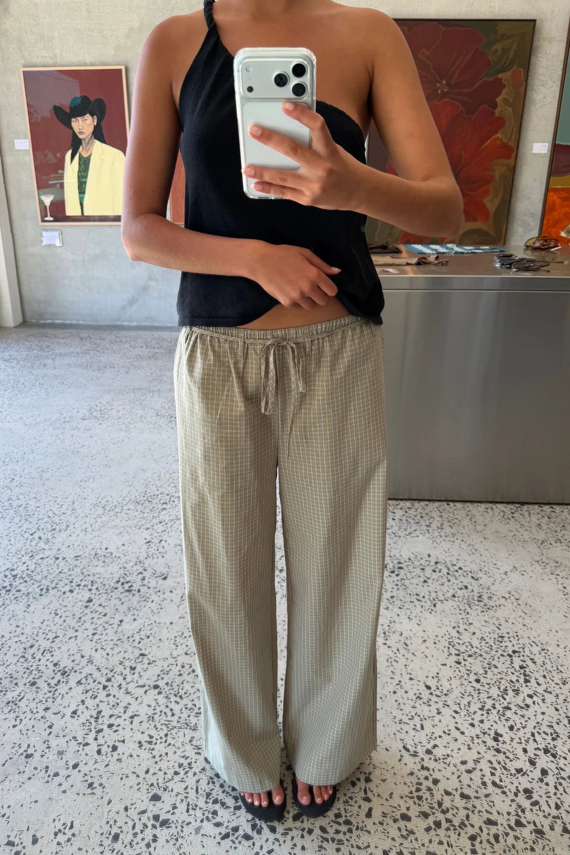 Sia Pant - Muted Blue Check