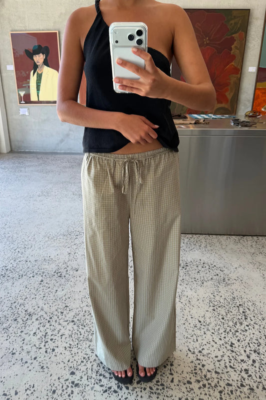 Sia Pant - Muted Blue Check