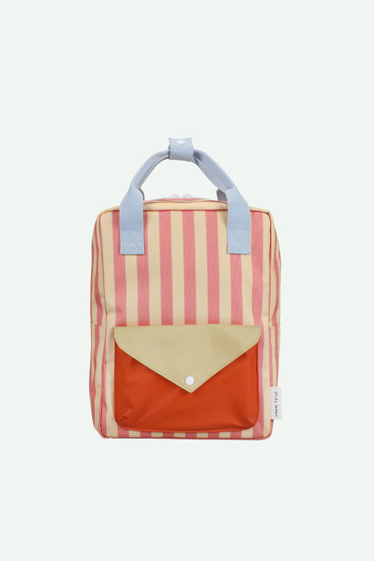 Backpack Medium - Stripes Coral Pink + Sandy Yellow