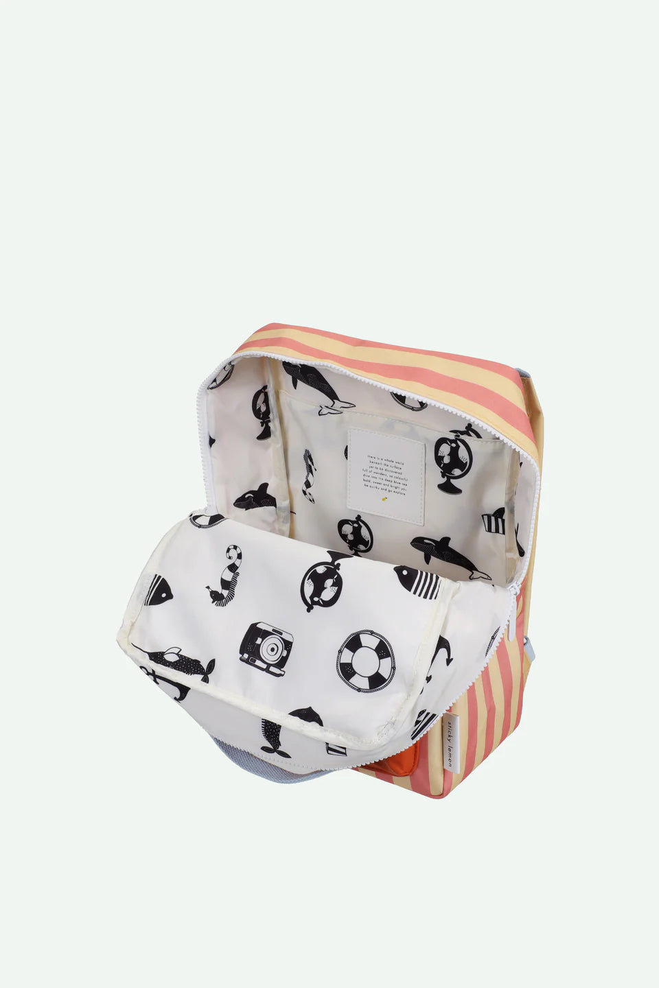 Backpack Medium - Stripes Coral Pink + Sandy Yellow