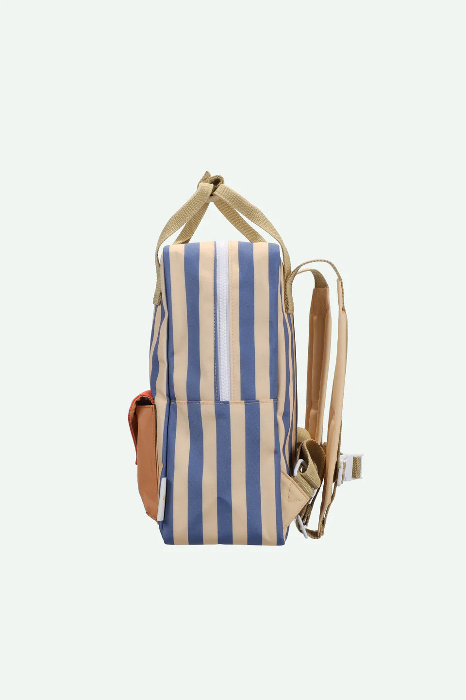 Backpack Medium - stripes blue whale + sandy yellow