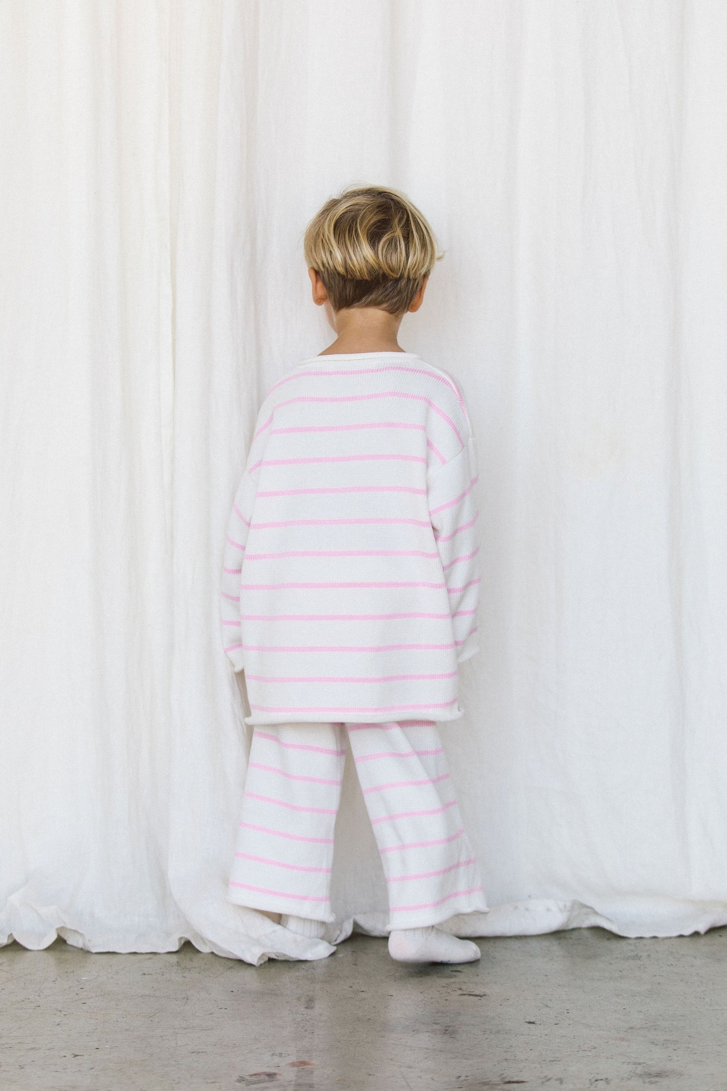 Mini Relaxed Knit Pant - Pink Stripe