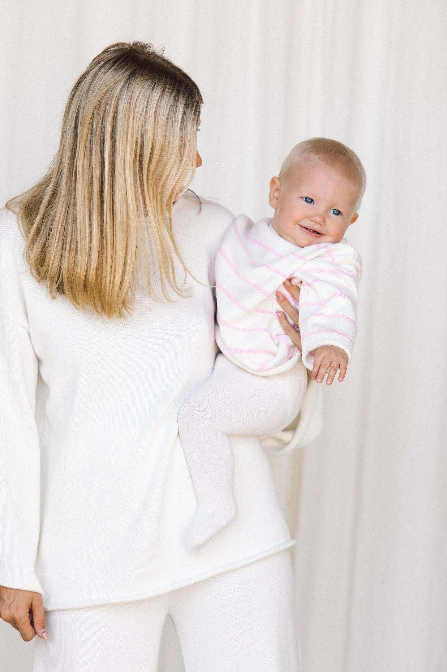 Mini Relaxed Knit Sweater - Pink Stripe