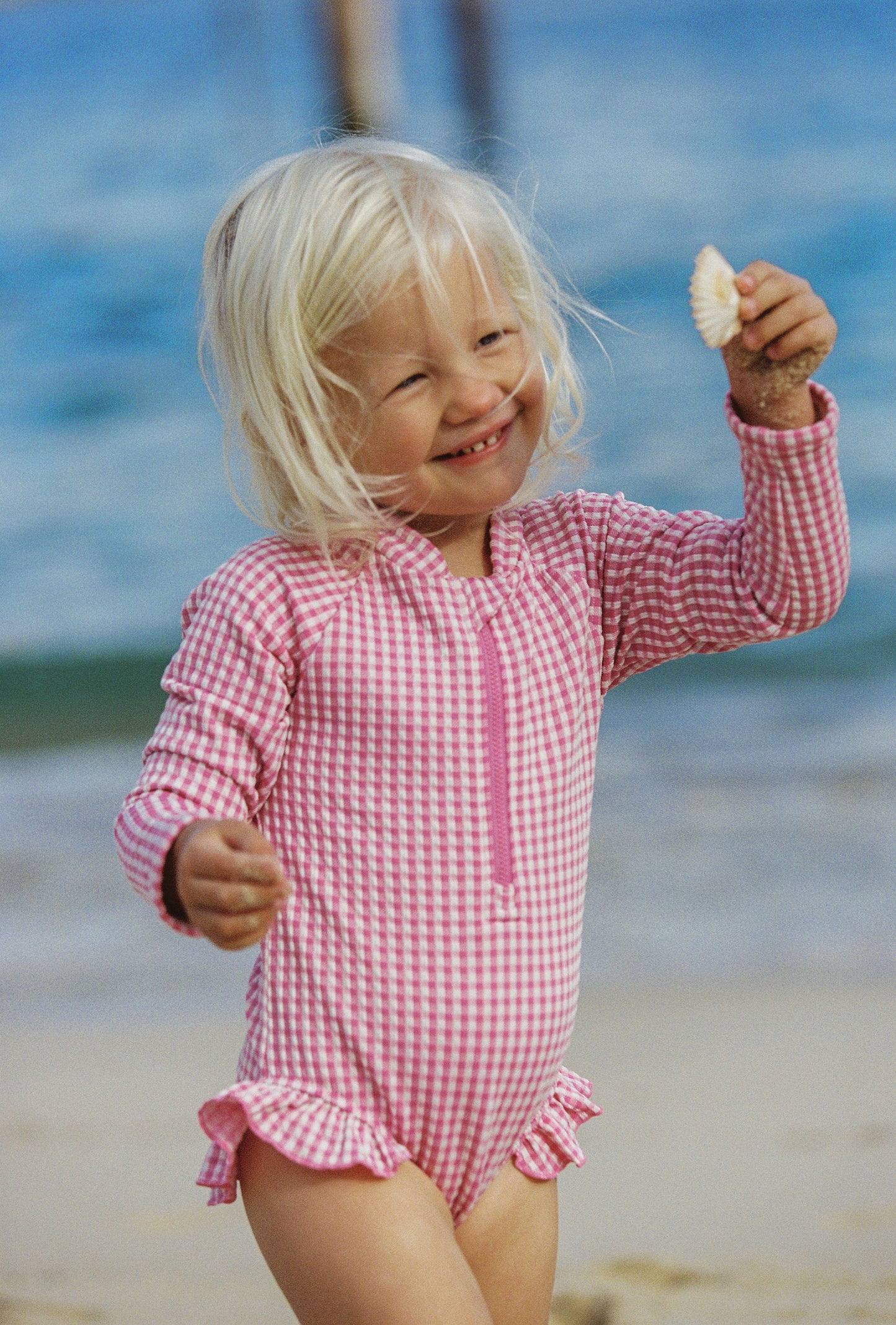 Letty Long Sleeve One Piece - Strawberry Gingham