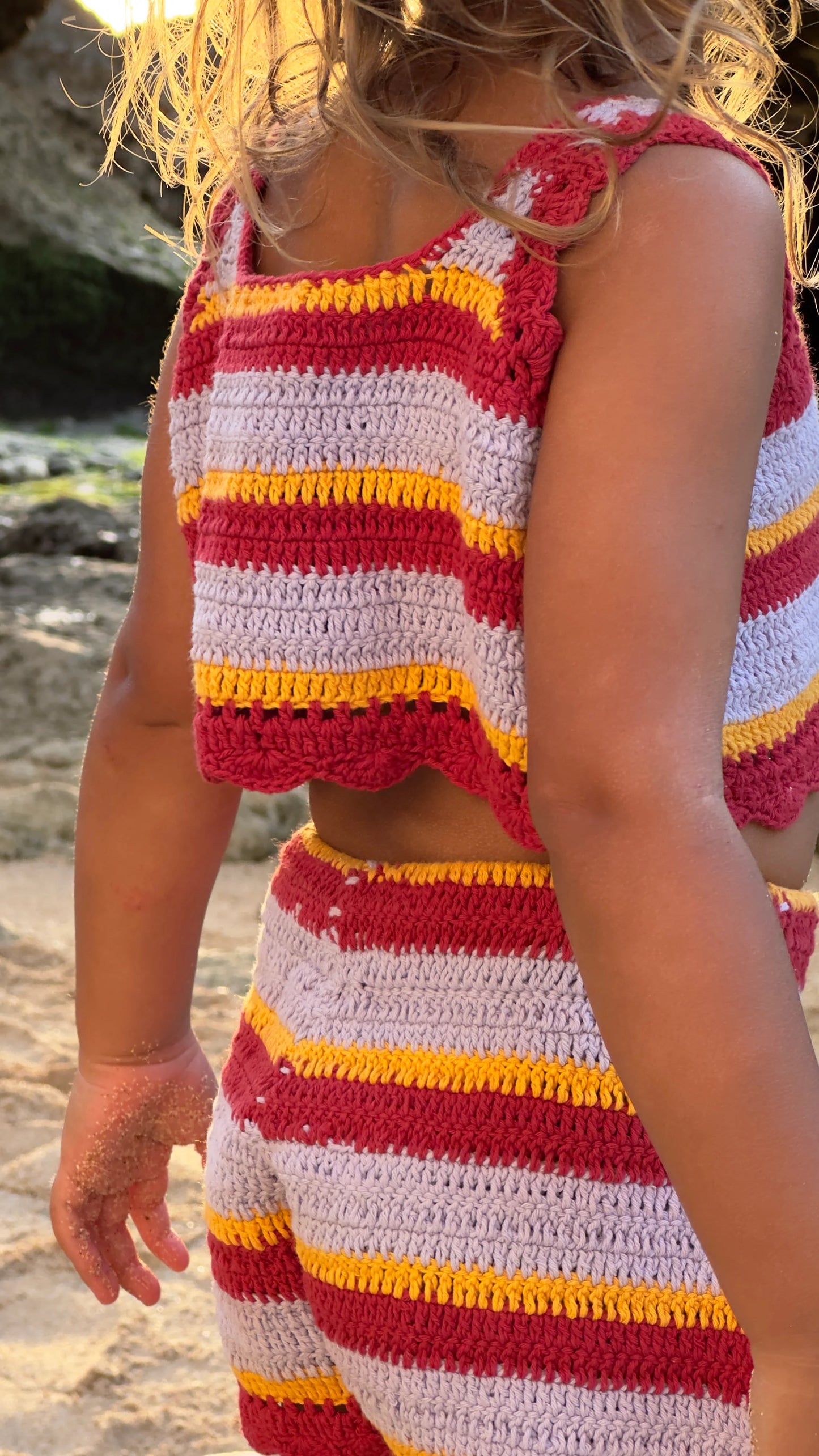 Crochet Shorts - Sunset Stripe