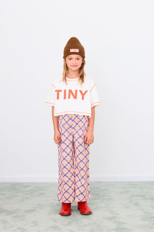 Flower Grid Woven Pant - Light Cream