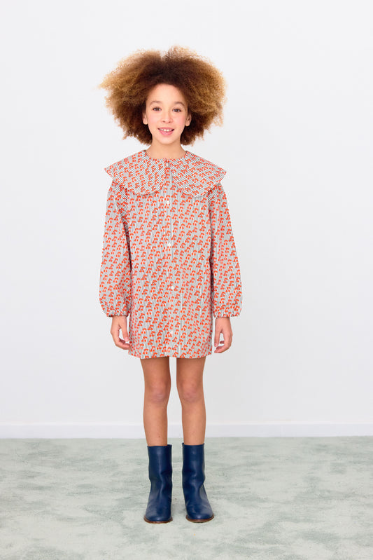 Cherries Woven Dress - Light Cream