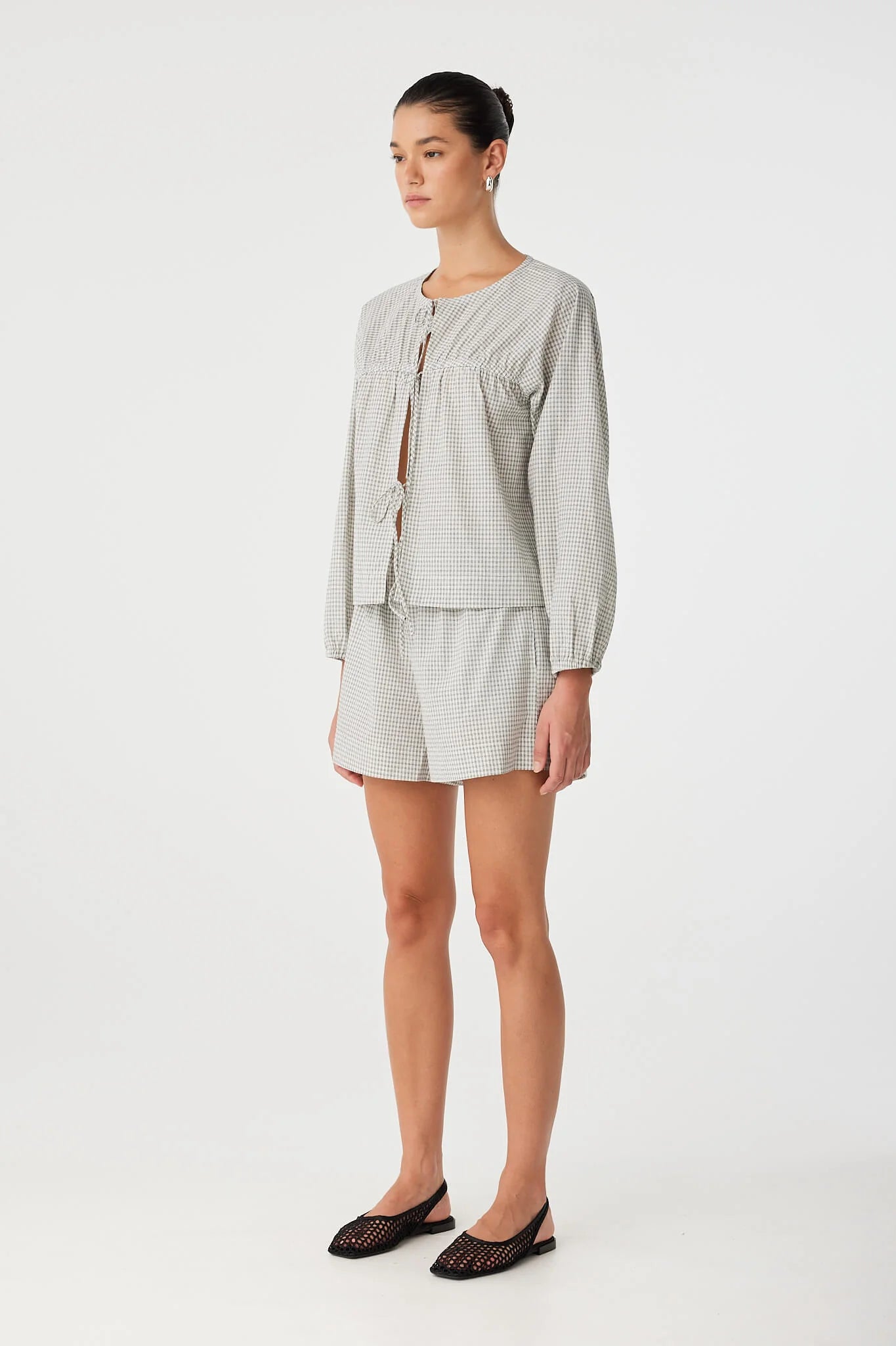 Chloe Tie FT Blouse - Black Check