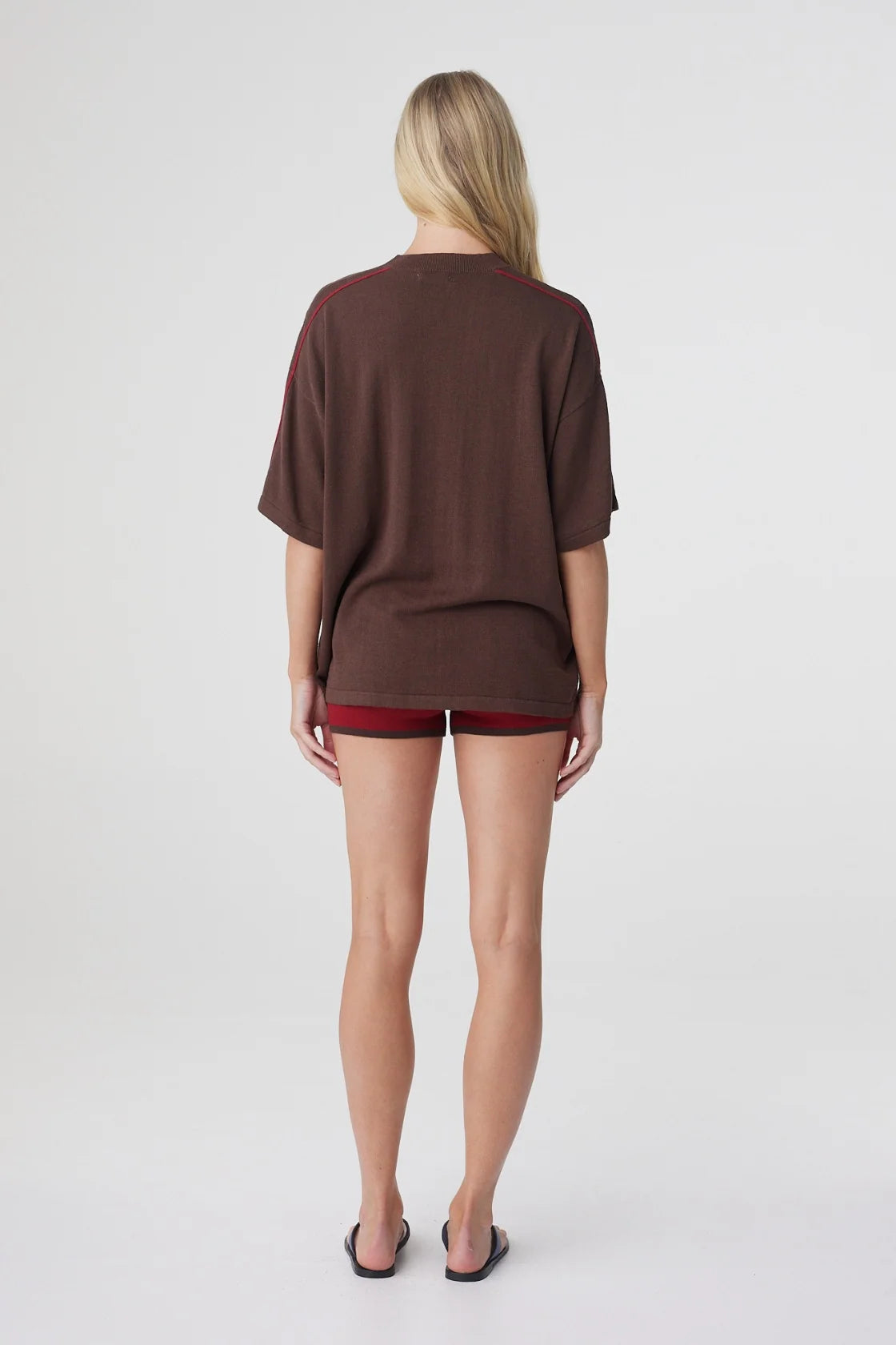 Pippa Oversized Tee - Espresso & Chilli