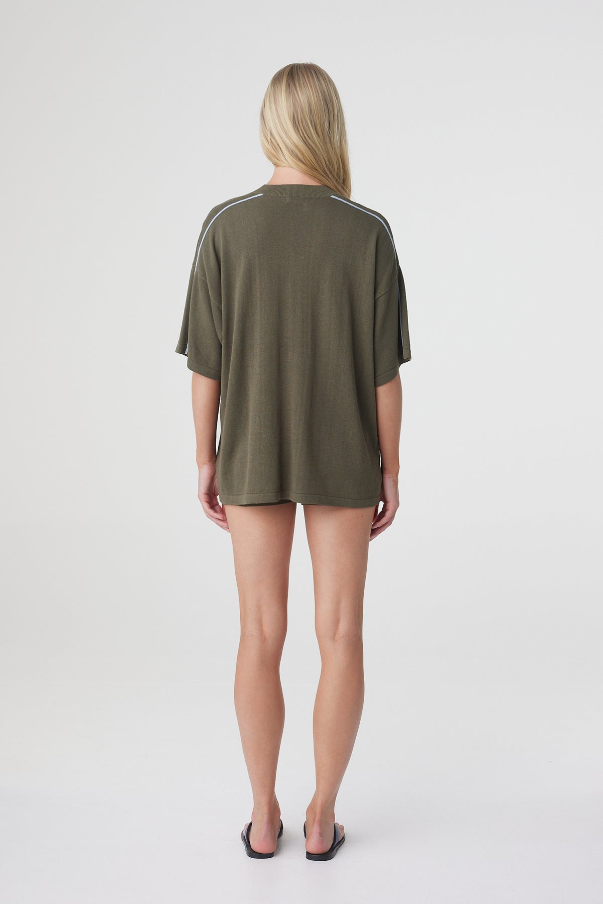 Pippa Oversized Tee - Smokey Olive & Dusk Blue