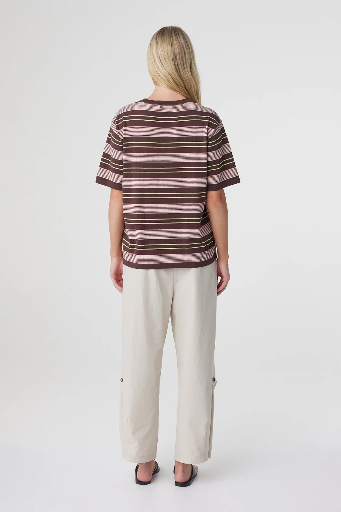 Noor Tee - Red & Brown Retro Stripe