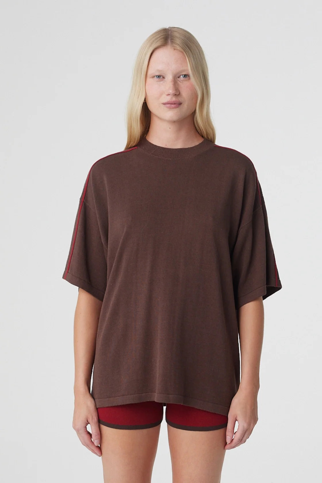 Pippa Oversized Tee - Espresso & Chilli