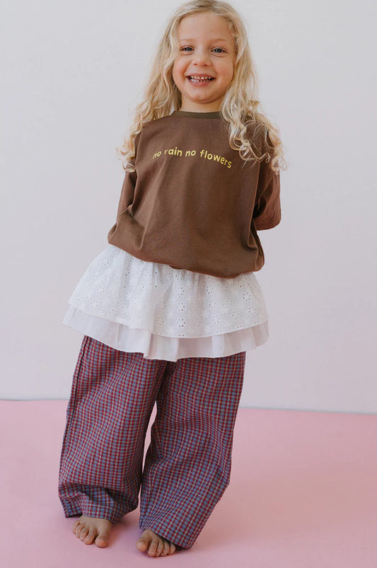 Cotton Check Pant - Plum