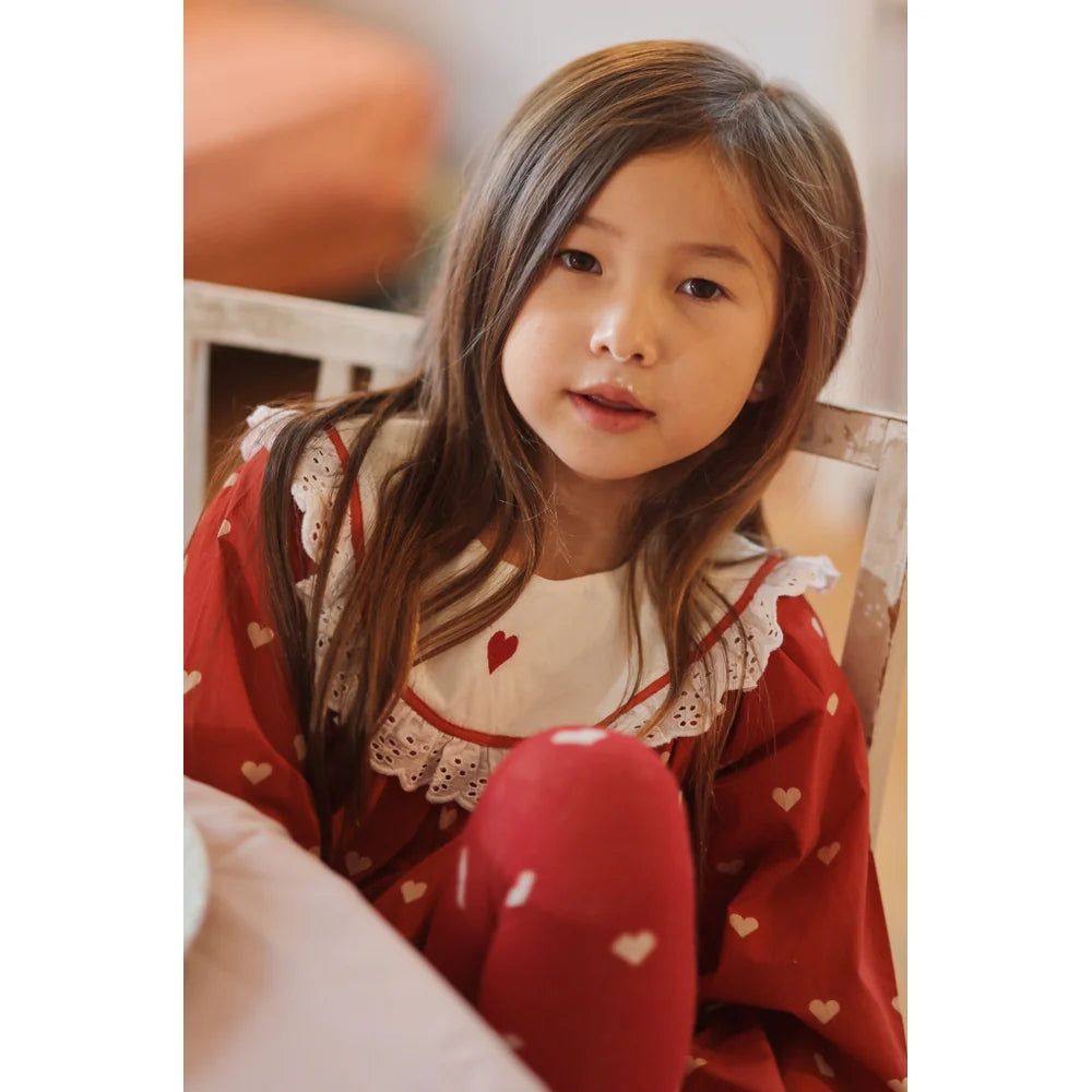 Ellen Dress - Poppy Red/Soft White