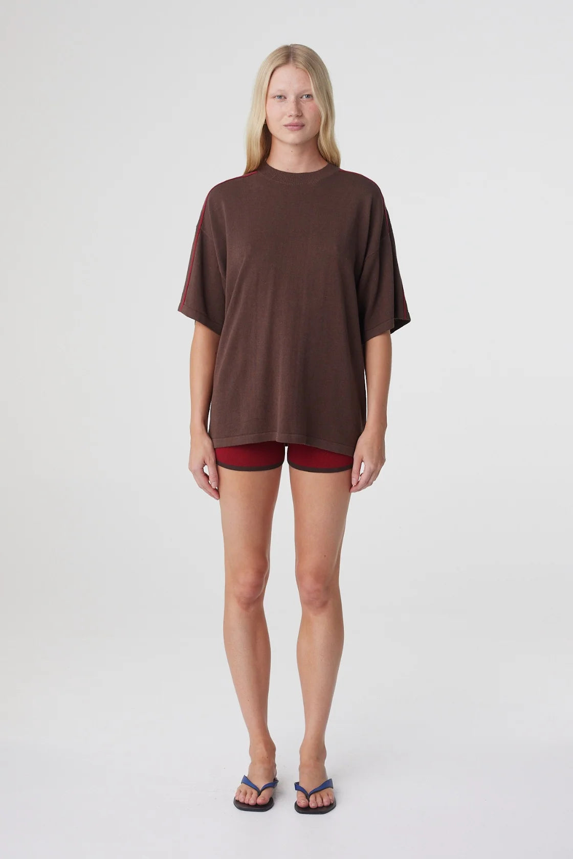 Pippa Oversized Tee - Espresso & Chilli