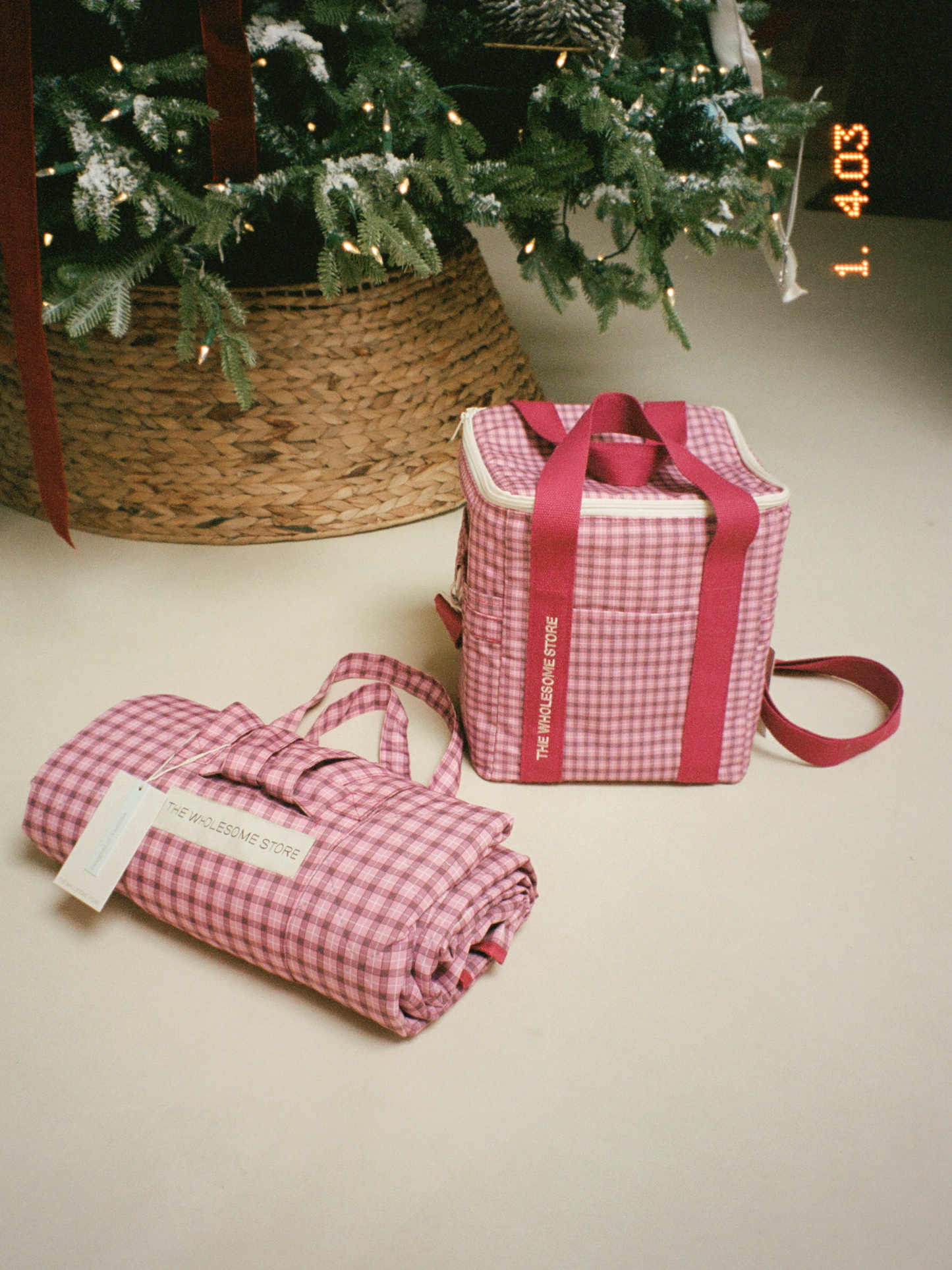 Picnic Cooler Bag - Berry Plaid