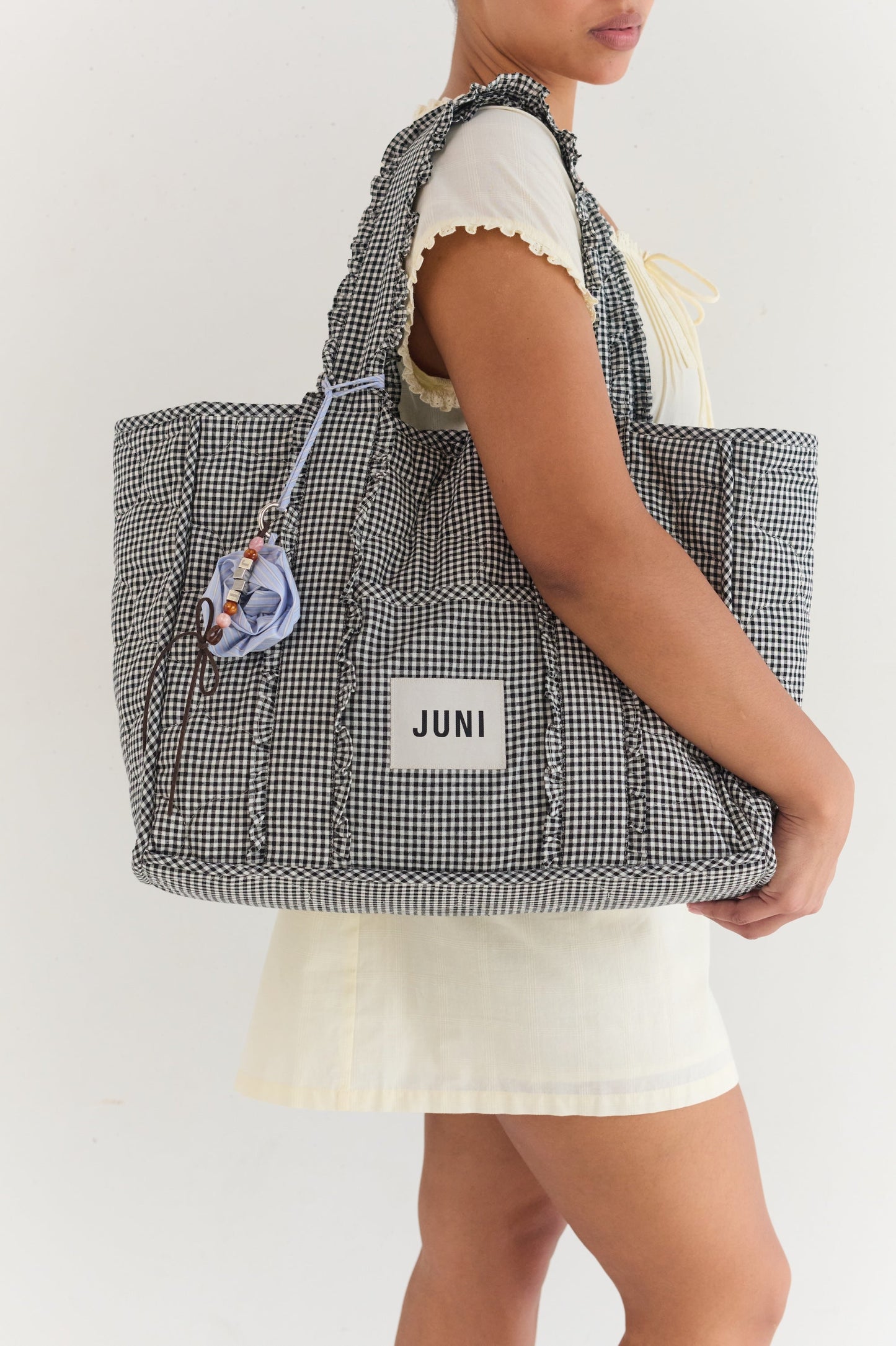 Rose Bag Charm - Blue Stripe