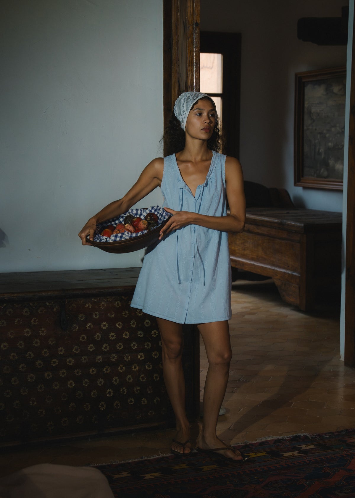 Martina Mini Dress - Stone Blue